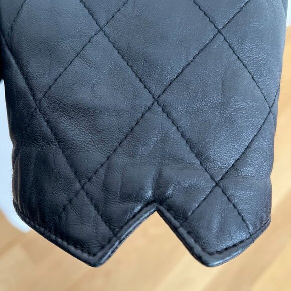 SHANGHAI TANG Women’s US 4 Black Leather Jacket Coat,  Silk Lining - Picture 9 of 9